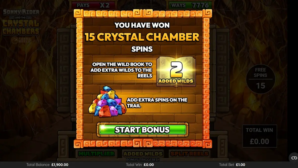 Sonny Rider & The Crystal Chambers slot game interface